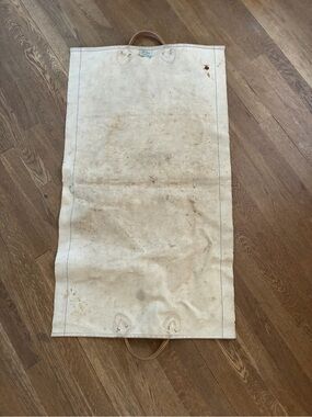 L.L. Bean Natural Canvas firewood carrier Tote with Brown Leather Handle